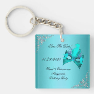 Bewaar de datum Sweet 16 Quinceanera Masquerade Te Sleutelhanger