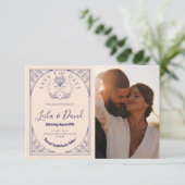 Bewaar de datum Tarot Moon Crystal Hearts Wedding Informatiekaartje (Staand voorkant)