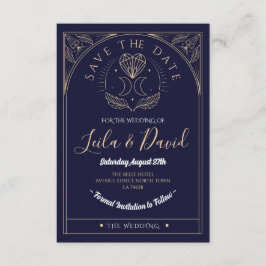 Bewaar de datum Tarot Moon Crystal Hearts Wedding Informatiekaartje