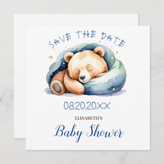 Bewaar de datum Teddy Bear Baby shower (Voorkant / Achterkant)