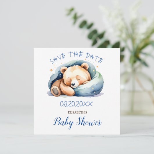 Bewaar de datum Teddy Bear Baby shower (Staand voorkant)