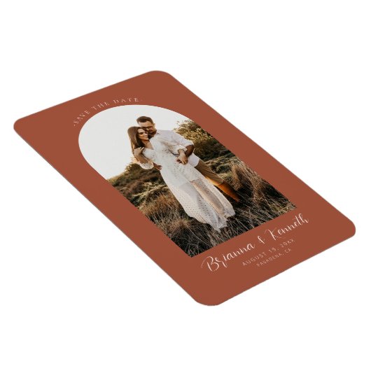 Bewaar de datum Terracotta met Arch Photo Magneet (Rechterzijde)