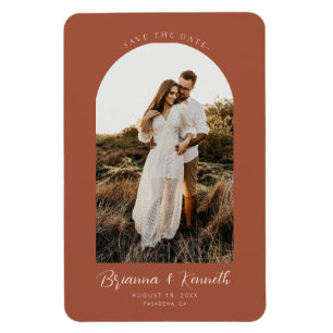 Bewaar de datum Terracotta met Arch Photo Magneet