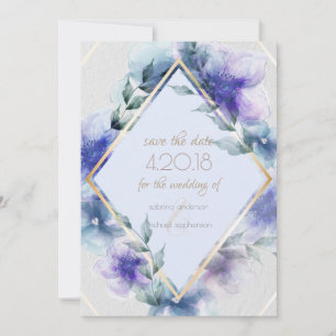 Bewaar de datum Transparante waterverf bloemen Save The Date