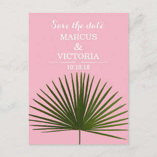 Bewaar de datum Tropical Palm Frond Leaf Wedding Aankondigingskaart