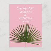 Bewaar de datum Tropical Palm Frond Leaf Wedding Aankondigingskaart (Voorkant)