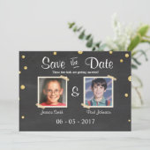 Bewaar de datum Trouw Rustic Chalkboard Goud Zwart Kaart (Staand voorkant)