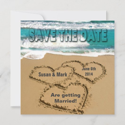 BEWAAR DE DATUM - TROUWEN - STRAND / ZEE KAART (Voorkant)