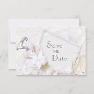 Bewaar de datum Trouwringen & champagneglazen Save The Date