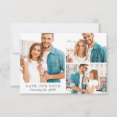 Bewaar de datum Turquoise & Gold Marble 3-fotokaar Kaart (Voorkant)