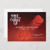 Bewaar de datum, twee harten rood Briefkaart (Voorkant / Achterkant)