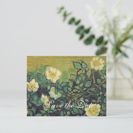 Bewaar de datum, van Gogh wilde rozen Aankondigingskaart (Staand voorkant)
