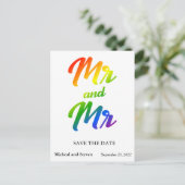 Bewaar de datum van Rainbow Mr en Mr. Aankondigingskaart (Staand voorkant)