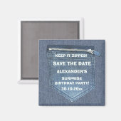 Bewaar de datum Verjaardagsfeestje Houd het Gezipt Magneet (Voorkant / Achterkant)