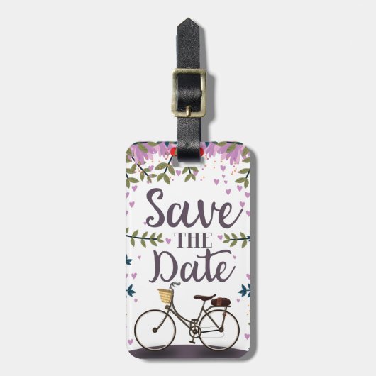 Bewaar de datum vintage fiets bagagelabel (Voorkant verticaal)