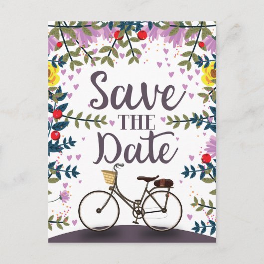 Bewaar de datum vintage fiets briefkaart (Voorkant)
