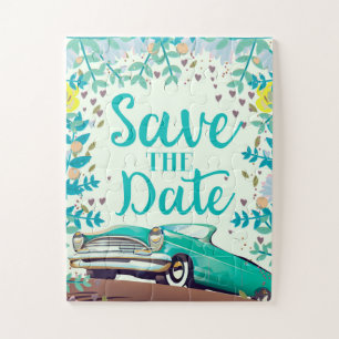 Bewaar de datum Vintage Klassieke auto. Legpuzzel