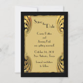 Bewaar de datum vintage koppel zwart save the date (Achterkant)