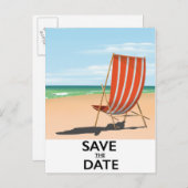 Bewaar de datum vintage strandposter aankondigingskaart (Voorkant / Achterkant)