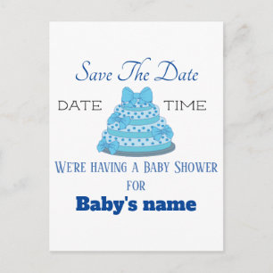 Bewaar de datum voor baby boy shower ansichtkaart briefkaart