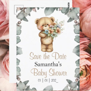 Bewaar de datum voor een Beary Schattige Baby show Kaart