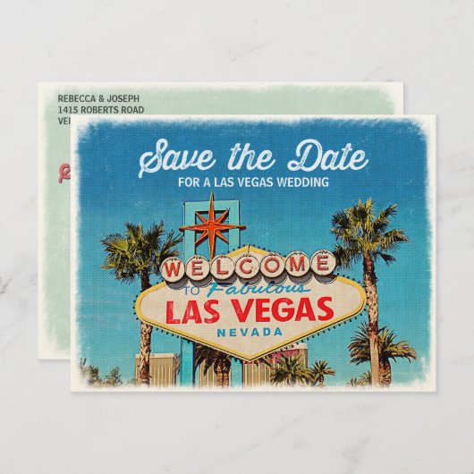 Bewaar de datum voor een fantastische bruiloft in aankondigingskaart (Voorkant / Achterkant)