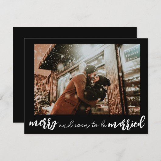 Bewaar de datum, vrolijk en binnenkort getrouwd Fo Feestdagenkaart (Voorkant / Achterkant)