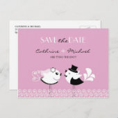 Bewaar de datum Wedding Birds Briefkaart (Voorkant / Achterkant)