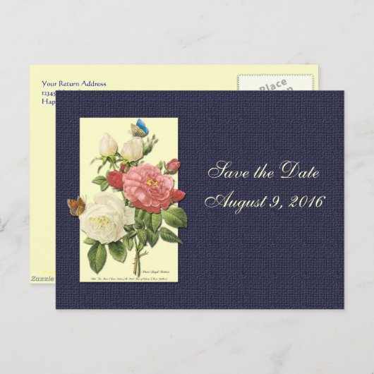 Bewaar de datum White Red Roses Briefkaart (Voorkant / Achterkant)