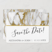 Bewaar de datum Wit en goud Elegant Marmer Save The Date (Voorkant / Achterkant)