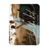 Bewaar de datum, witte handschrift trouwfoto magneet (Verticaal)