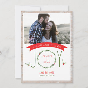 Bewaar de datum Woodsy Krans Joy Christmas Kaart