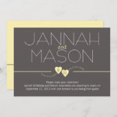 Bewaar de datum Yellow Hearts Save The Date (Voorkant / Achterkant)