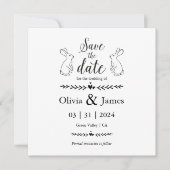 Bewaar de datum Zwart en wit Pasgetrouwd Huwelijk Save The Date (Voorkant)