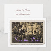 Bewaar de datumkaart met  portret. aankondigingskaart (Voorkant / Achterkant)