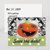 Bewaar de datumkaarten voor Halloween Wedding Aankondigingskaart (Voorkant / Achterkant)