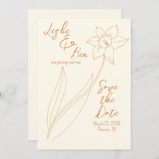 Bewaar de datums Daffodil Wedding Save The Date (Voorkant / Achterkant)
