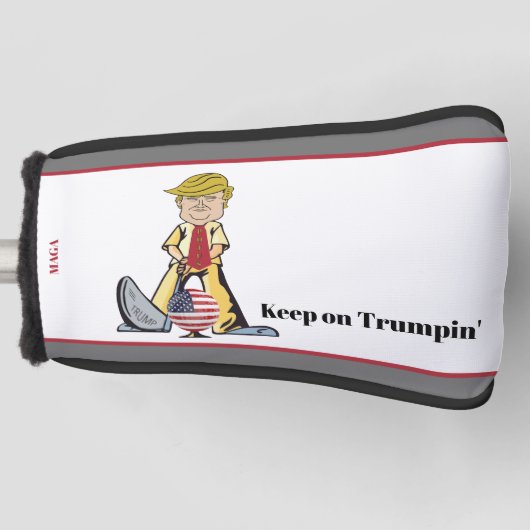 Bewaar de Trumpin. Golfheadcover (Voorkant)
