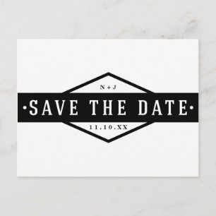 BEWAAR DEZE DATUM Black & White Modern Rustic Aankondigingskaart