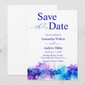 Bewaar deze datum Blauw en Paars Kaart (Voorkant / Achterkant)