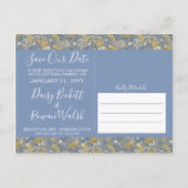 Bewaar deze datum botanische madeliefjes bloemcoll aankondigingskaart (Achterkant)