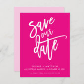 BEWAAR DEZE DATUM moderne kalligrafie schrift heet Save The Date (Voorkant / Achterkant)