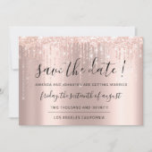 Bewaar deze datum Roze Goud Glitterende druppels l Save The Date (Voorkant)