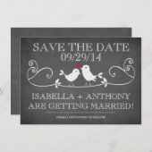 BEWAAR DEZE DATUM Vintage Schoolbord Liefdes Vogel Save The Date (Voorkant / Achterkant)