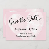 Bewaar deze datum Witte waterverf hart op roze kaa Save The Date (Voorkant / Achterkant)
