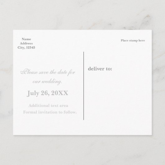 BEWAAR DEZE DATUM Zilveren Confetti Bruiloft Verlo Aankondigingskaart (Achterkant)