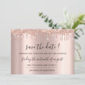 Bewaar deze datum Zwarte Roos Glitters Glans Drupp Save The Date (Staand voorkant)