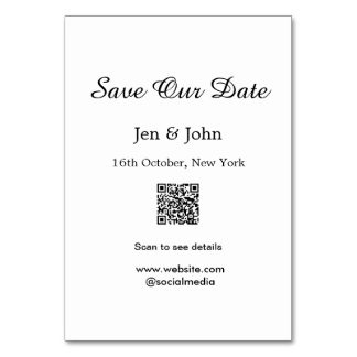 Bewaar onze datum Scan QR voor details naam datum  Kaart