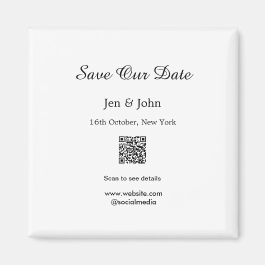 Bewaar onze datum Scan QR voor details naam datum Magneet (Voorkant)