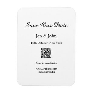 Bewaar onze datum Scan QR voor details naam datum Magneet